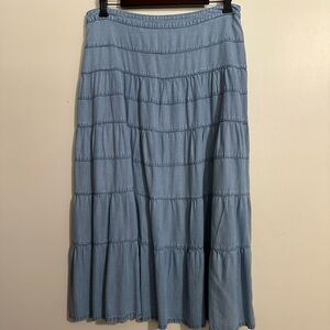Vintage Emma James Blue Chambray Prairie Skirt, Size 12